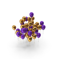 Metallic Gold & Purple Balloons PNG & PSD Images