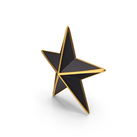 Black Metallic Star With Gold Frame PNG & PSD Images