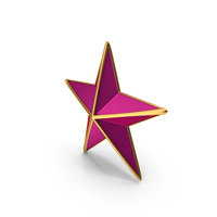 Metallic Pink Star With Gold Frame PNG & PSD Images