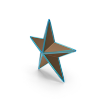 Brown Metallic Star With Blue Glass Frame PNG & PSD Images