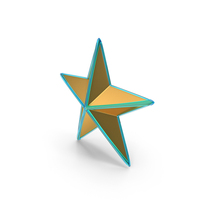 Gold Metallic Star With Blue Glass Frame PNG & PSD Images