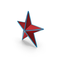 Red Metallic Star With Blue Glass Frame PNG & PSD Images