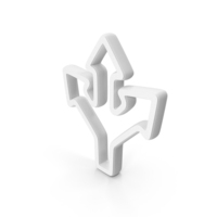White Three Way Direction Outline Symbol PNG & PSD Images