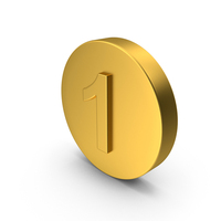 Gold Button Icon Number 1 PNG & PSD Images