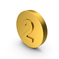 Gold Button Icon Number 2 PNG & PSD Images