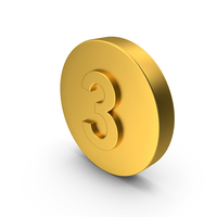 Gold Button Icon Number 3 PNG & PSD Images
