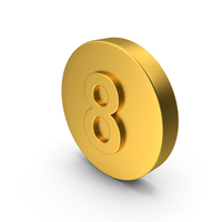 Gold Button Icon Number 8 PNG & PSD Images
