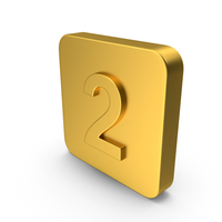 Gold Button Icon Number 2 PNG & PSD Images