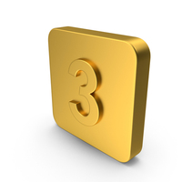 Gold Button Icon Number 3 PNG & PSD Images