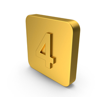 Gold Button Icon Number 4 PNG & PSD Images