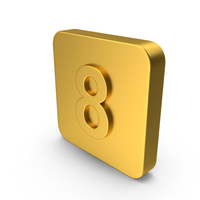 Gold Button Icon Number 8 PNG & PSD Images