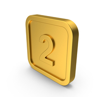 Gold Button Icon Number 2 PNG & PSD Images