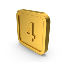 Gold Button Icon Number 4 PNG & PSD Images