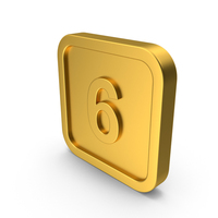 Gold Button Icon Number 6 PNG & PSD Images