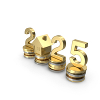 Gold Text 2025 on a Stack of Coins PNG & PSD Images