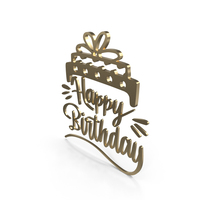 Happy Birthday Concept Gold Inscription PNG & PSD Images