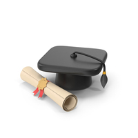 Cartoony Graduation Hat And Certificate PNG & PSD Images
