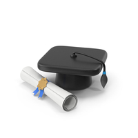 Cartoony Graduation Hat And Certificate PNG & PSD Images