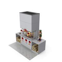 Festive Fireplace Scene with Christmas Decorations Fur PNG & PSD Images