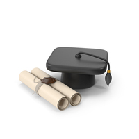 Cartoony Graduation Hat And Certificate PNG & PSD Images