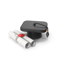 Cartoony Graduation Hat And Certificate PNG & PSD Images