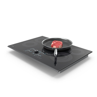 Induction Cooktop with Frying Pan and Steak PNG & PSD Images