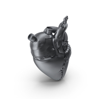 Cyberpunk Robotic Heart Chrome PNG & PSD Images