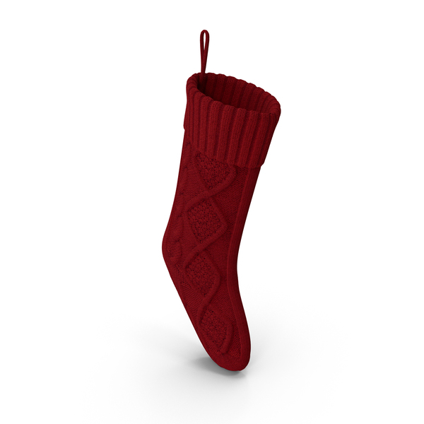 Knitted Christmas Stocking in Red PNG & PSD Images