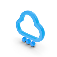 Cloud With Rain Drops Symbol Glowing PNG & PSD Images