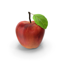 Red Apple With Green Leaf PNG & PSD Images