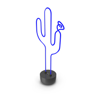 Neon Blue Cactus With Blue Flower Lamp PNG & PSD Images