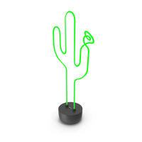 Neon Green Cactus With Green Flower Lamp PNG & PSD Images