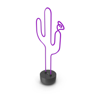 Neon Indigo Cactus With Indigo Flower Lamp PNG & PSD Images