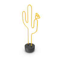 Neon Orange Cactus With Orange Flower Lamp PNG & PSD Images