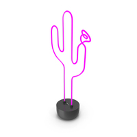 Neon Violet Cactus With Violet Flower Lamp PNG & PSD Images