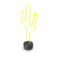 Neon Yellow Cactus With Yellow Flower Lamp PNG & PSD Images