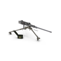 Machine Gun Browning M2 on Tripod with Ammunition Box PNG & PSD Images