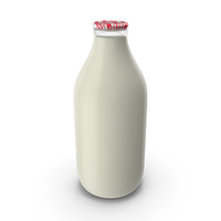 Glass Bottle of Semi-Skimmed Milk with Foil Top PNG & PSD Images