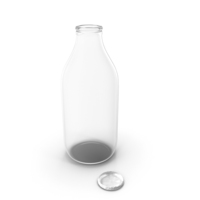 Glass Bottle One Pint with Foil Top Open PNG & PSD Images