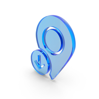 Down Arrow Gps Location Icon Glass PNG & PSD Images