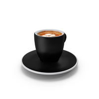 Espresso Cup with Saucer and Latte Art PNG & PSD Images