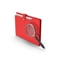 Red File Folder And Magnifying Glass PNG & PSD Images