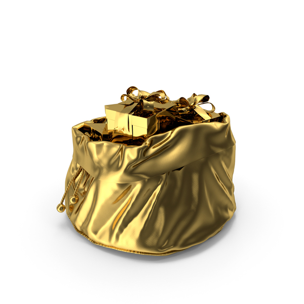 Gold Open Santa Claus Bag With Gifts PNG & PSD Images