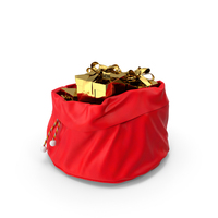 Open Santa Claus Bag With Gold Gifts PNG & PSD Images