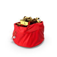 Open Santa Claus Bag With Gold Gifts PNG & PSD Images