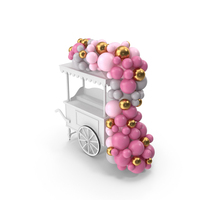 Candy Cart with Balloon Decoration PNG & PSD Images