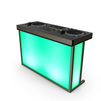 DJ Console with Mixer Pioneer and Green Lighting PNG & PSD Images