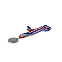 Silver Award Medal with Striped Ribbon PNG & PSD Images