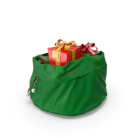 Santa Claus Open Green Bag With Gifts PNG & PSD Images