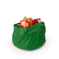 Santa Claus Open Green Bag With Gifts PNG & PSD Images